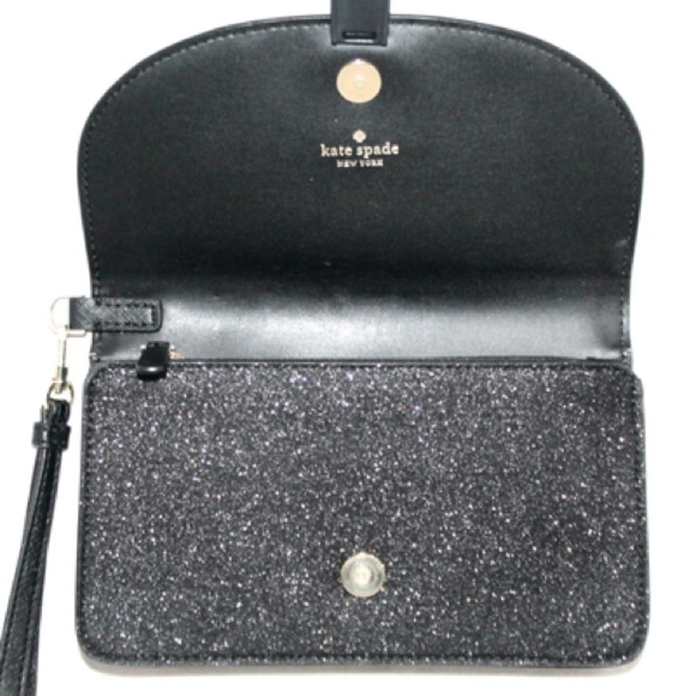 KATE SPADE NWT Joeley Multifunction Wristlet Wallet Black Sparkle Leather IN BOX - Picture 13 of 15